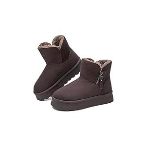 Moudki Winter Boots for Women Warm Fur Lined Booties Platform Snow Boots for Women Ankle Booties Anti-Slip Outdoor Snow Boots(Tan,8) (Brown)