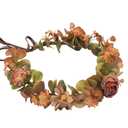 Orange Flower Crown Headband - Artificial Brown Rose Floral Headpiece Fairy Woodland Flower Hair Accessories for Women Girls Maternity Birthday Renaissance Cosplay Photo Shoot (Coffee)