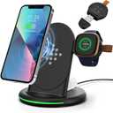 3 in 1 Charger for Fitbit Sense/Sense 2/Versa 3/Versa 4, Charging Station for iPhone 16/15/14/Plus/Pro Max, for Samsung Galaxy S24 S23 S22, for Goole Pixel 9/8/Pro, for AirPods&Galaxy Buds