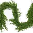 2PCS 9FT Christmas Garland Norfolk Pine Garland Real Touch Artificial Greenery Garland for Mantle Fireplace Table Indoor Outdoor Decor (9 ft (1 Pack- Young ))