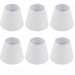 Small Lamp Shades Clip on Bulb, Chandelier Shades Set of 6, Mini Linen Lampshade 3.5x5x5.5in Small Lamp Shade for Chandelier Lamp Replacement (White)