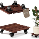 ALLADINBOX Plant Caddy 2 Set 12 inch Wooden Heavy Duty Plant Stand with Lockable Caster Wheels Plant Dolly Indoor/Outdoor Holds Up 150 Lbs Strong and Sturdy Design, Charcoal