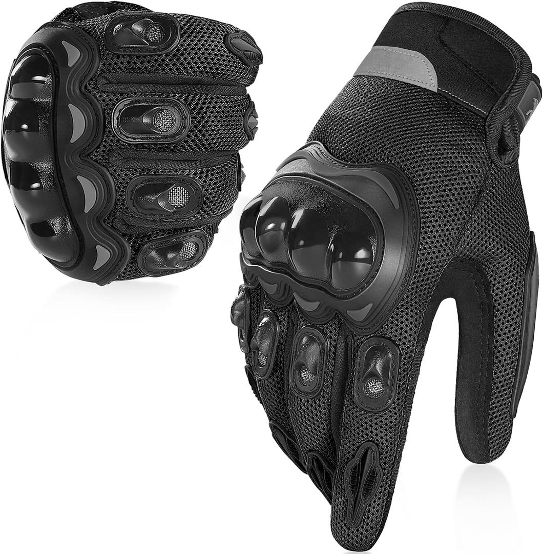COFIT Breathable Mesh Motorcycle Gloves, Touchscreen Protective Motorbike Gloves for Men and Women BMX ATV MTB Riding, Road Racing, Motocross Racing, Cycling, Black, Large