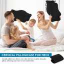 HunnmingRe Cervical Pillow Case Cover Comfortable and Breathable Memory Foam Cervical Neck Pillow Case Cover with Zipper(Black,Queen Size)