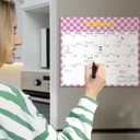 2 x Aesthetic 2025-2026 Magnetic Calendar for Refrigerator, Fridge Calendar Magnet Runs Until December 2026, 18 Monthly Refrigerator Calendars with Checkered Design for Easy Organizing