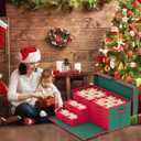 Christmas Ornament Storage Box 96 Bits - 3 Inch Adjustable Dividers Christmas Storage Containers with Lids Ornament Organizer Side Open Christmas Decoration Storage with Removable Drawer Trays (Green)