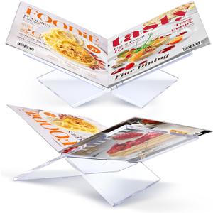 Large Acrylic Clear Book Stand, 13.8" x 9.9" x 5.5" Acrylic Clear Book Holder Display Bible Stand Bookstand for Display and Reading Cookbooks Bibles Art Magazines Stands for Home and Office
