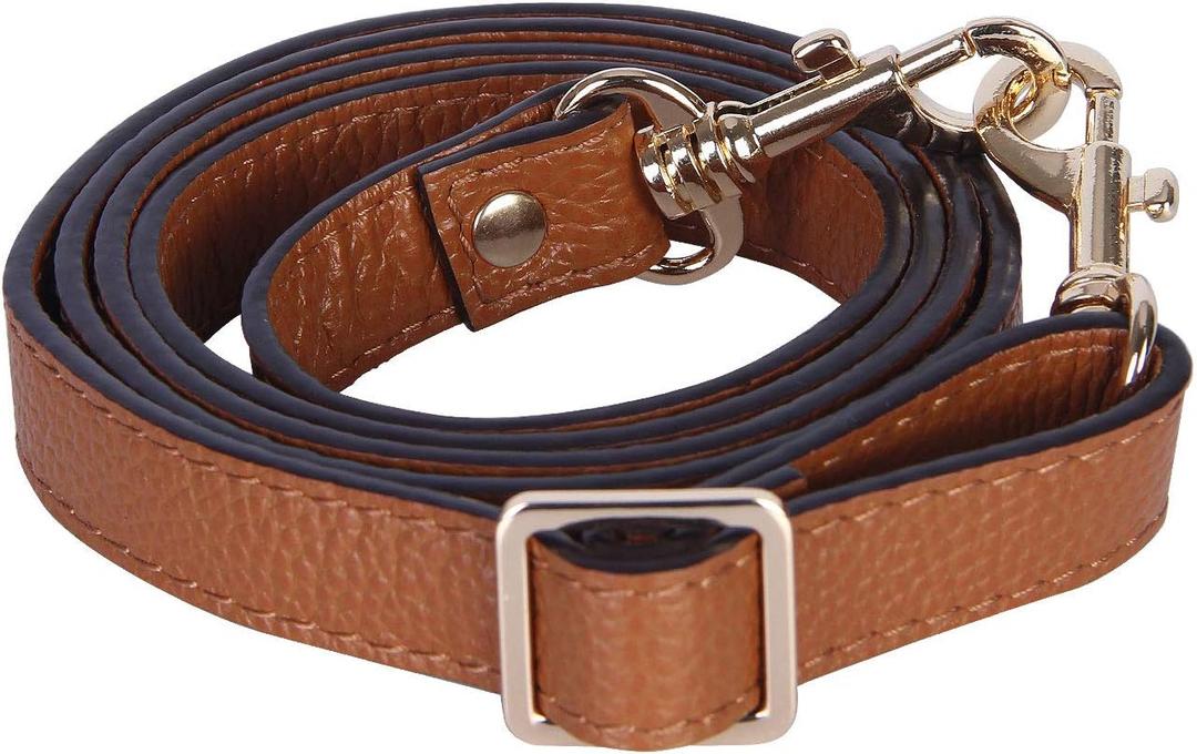 VanEnjoy Full Grain Leather Adjustable Replacement Cross Body Purse Shoulder Strap, 0.7 Width, Adjustable Length 25-51 (Brown)