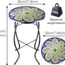Arbuxzuy 12 Inch Small Outdoor Side Table with Purple Flower, Glass Mosaic Patio Table Indoor, Round Plant Coffee Table for Living Room, Balcony, Garden