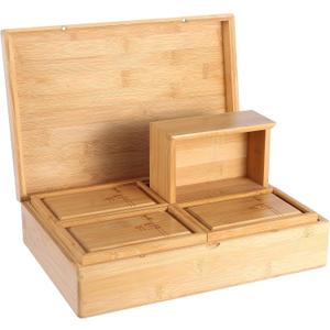 PCTHGMJ Bamboo Covered Wooden Box, Designed as a set of Five Usable Stash Box, Many Household Items can Be Packed Into Storage Chest