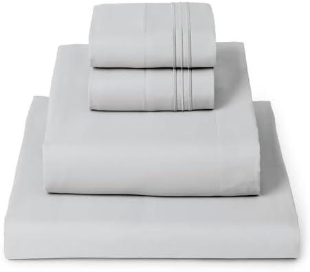 Mellanni Queen Sheets Set - 4 PC Iconic Collection Bedding - Hotel Luxury, Extra Soft, Cooling Bed Sheets - Wrinkle, Fade, Stain Resistant (King,Light Gray) Size KING