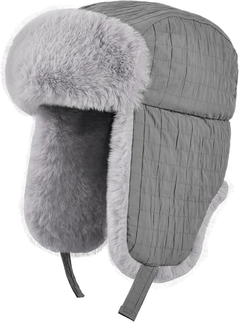 Winter Hat for Men Women Trapper Hat with Ear Flaps, Windproof Russian Trooper Hat for Cold Weather Hunting Skiing