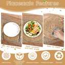 Boho Placemats Set of 6,Table Runner with Matching Round Woven Placemats,Macrame Table Decor Farmhouse Style Natural Burlap Cotton Placemats for Kitchen and Dining Table Centerpiece Home Decorations
