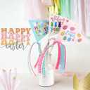 2 x 6Pcs Happy Easter Cake Toppers Easter Pennant Paper Triangle Flags with Ribbons Easter Party Table Centerpiece Decoration Supplies (Black)