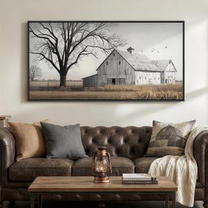 Large Framed Farmhouse Wall Art for Living Room, 60x30 In