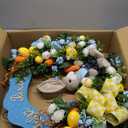 24" Large Easter Wreath for Front Door with Cute Rabbit Carrot Eggs Flowers Bow Sign, Farmhouse Spirng Easter Decoration for Home Porch Wall Mantel Window Outdoor Indoor Decor