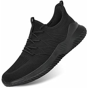 Mens Running Shoes Slip-on Walking Sneakers Lightweight Breathable Casual Soft Sole Trainers Size 39 Black