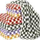 Peryiter 8 Pcs Checkered Bath Towels Set 4 Pcs 13.78" x 29.53" Checkered Face Hand and 4 Pcs 27.56" x 55.12" Shower Bath Towels Absorbent Soft Cute for Bathroom Spa Gym Kitchen