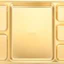 Cabilock Stainless Steel Divided Plates Dish, 6 Section Food Serving Platter, Household Rectangular Veggie Fruit Tray for Breakfast Dinner Snack Dessert, Golden