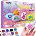 Exun Easter Egg Painting Kit, Arts and Crafts Set with Glitter and Stickers, 24 Eggs, Kids Ages 6-12