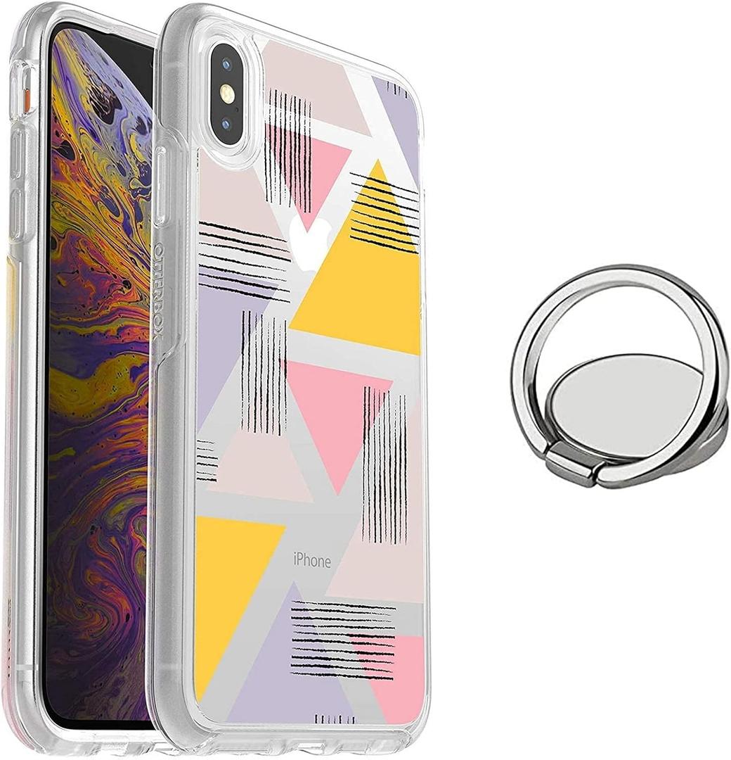 OtterBox Symmetry Series Slim Case for iPhone Xs MAX + Phone Ring Holder Kickstand with Degree Rotation - Bundle - Love Triangle