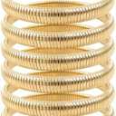 Xyulaan 6 Pcs Gold Bangle Bracelets for Women, Chunky Stack Gold Plated Stretch Bracelet Jewelry Non-Tarnish, Flexible Trendy Designer Look Alike Jewelry Wristband Link Chain Cuff Bracelets