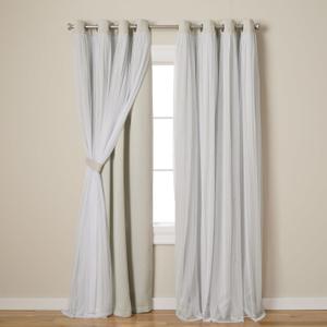 TOWN & COUNTRY LUXE Talia Double Layer Indoor Curtains, Sheer and Room Darkening Blackout, Grommet Top, Energy Efficient, 2-Pack Set, 52"x108", Cloud Grey