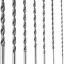 OSOF 7Pcs 12" Extra Long Wood Drill Bit 4/5/6/7/8/10/12mm 300mm Brad Point Wood Working Tool + 8Pcs Drill Stop Set for 1/8,3/16,1/4,5/16,3/8,7/16,1/2,5/8inch Diam Drill Depth Stop Collar Ring Bit