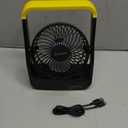 Gazeled Battery Powered Fan, Long Lasting Battery Operated Fans for Camping, Portable D-Cell Desk Fan with Timer, 3 Speeds, Whisper Quiet, 180 Rotation, for Office, Bedroom, Outdoor, 5'', Model: F15 (Yellow)