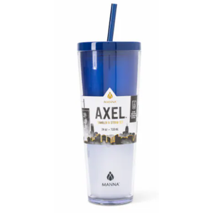 Manna™ Axel™ Plastic Tumbler & Straw Set - Blue