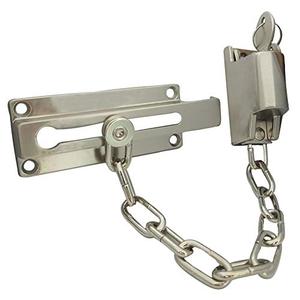 QCAA Keyed Chain Door Lock, Die Cast Construction, Satin Brushed Nickel, 1 Pack, Made in Taiwan