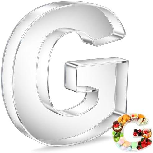 Uiifan 10'' Acrylic Letter Box Form Tray Display Fillable Letter Charcuterie Box Acrylic Candy Dish for Birthday Party Reusable Plates for Food, Not Include Lid(Clear,Letter G)
