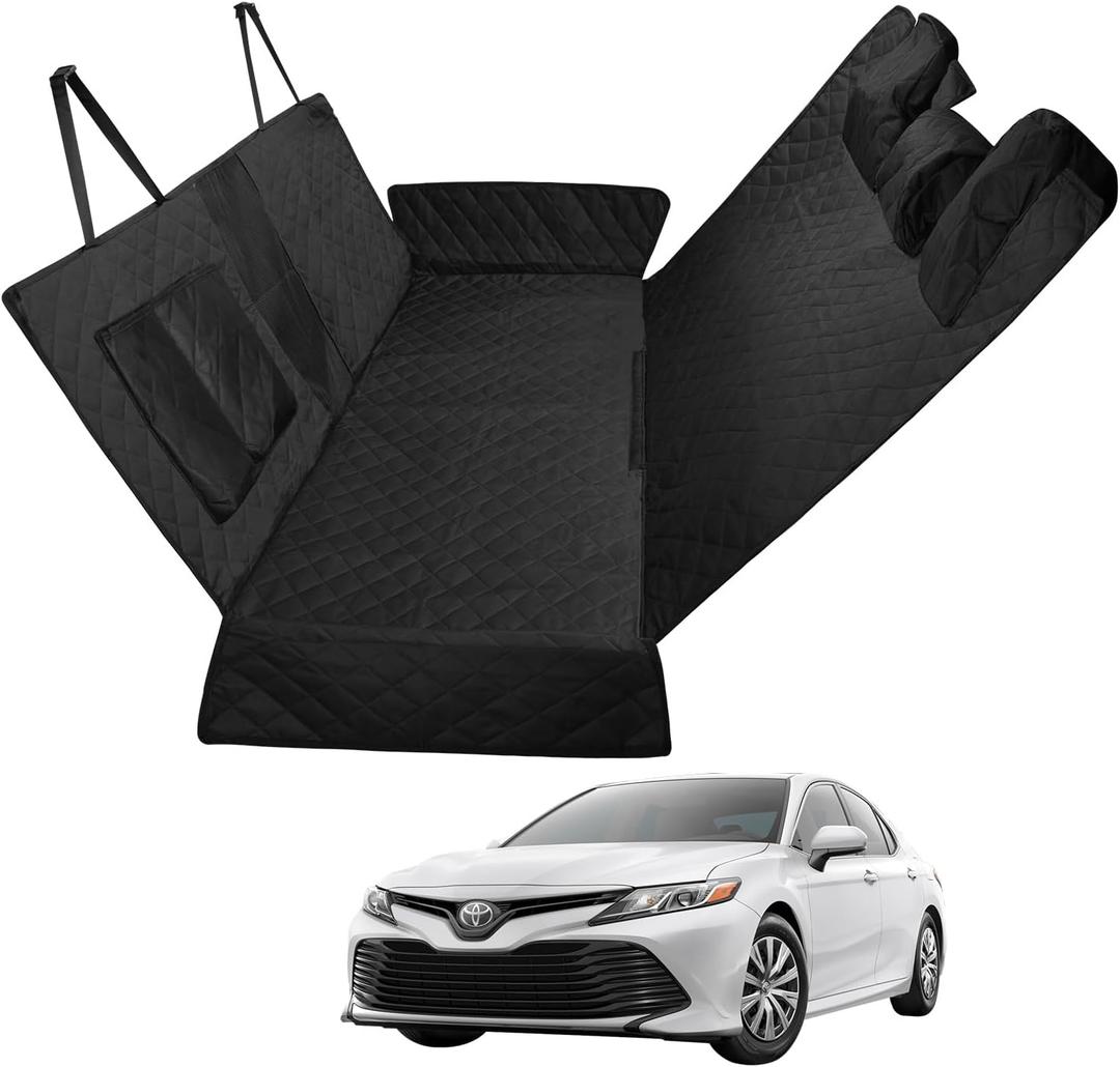 Proadsy 2025 Upgrade Dog Car Seat Cover Custom Fit 2018-2024 2025 Toyota Camry Back Seat Extender Waterproof Scratch Proof Durable Black Protector Pet Hammock
