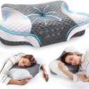 Cervical Neck Pillows with Memory Foam - Neck Pillows for Pain Relief Contour Memory Foam Pillows Ergonomic Neck Support - Adjustable Orthopedic Bed Pillows with Breathable Pillowcase for Sleeping