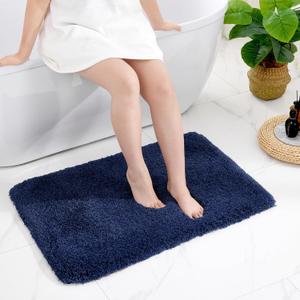 Disolla Navy Bathroom Rug 24x36 - Non-Slip Plush Thick Bath Mat, Highly Absorbent & Ultra Soft Fluffy Floor Mat, Machine Washable for Shower and Tub