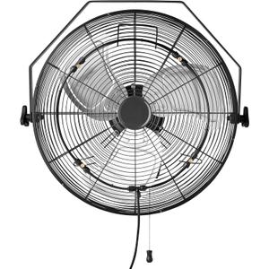 Amazon Basics 18" Outdoor Heavy-Duty Misting Fan, Wall-Mounted, Industrial, Waterproof (IP44), With Tilt Head, Metal Blades, Dual Ball Bearing Motor, 3 Speeds Up to 1550 RPM and 3781 CFM, Black