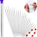 18 Pcs Collapsible Beading Needles, Beading Needles for Seed Beads, Big Eye Seed Beads Needles Set with Bottle