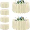 Sancua Round Tablecloth 108 Inch Diameter, 6 Pack - Circle Polyester Fabric Table Cloth for Wedding Party Reception Banquet Birthday, Washable Formal Table Cover (Fit 42-96 Inch Tables), Beige