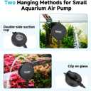 hygger 1.5 Watt Mini Aquarium Air Pump, Quiet Aerator with Air Stone Tubing Suction Cup Clip, Small Fish Tank Bubbler Oxygen Pump for 1 to 15 Gallon Betta Tank, Fish Bowl, Desk Small Tank