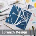 FMFUNCTEX 100% Blackout Curtains for Bedroom, Curtains 96 Inches Long Metallic Silver on Navy Blue Tree Branch Curtains for Living Room, Room Darkening Foil TreeThermal Insulated 2 Panels Grommet Top