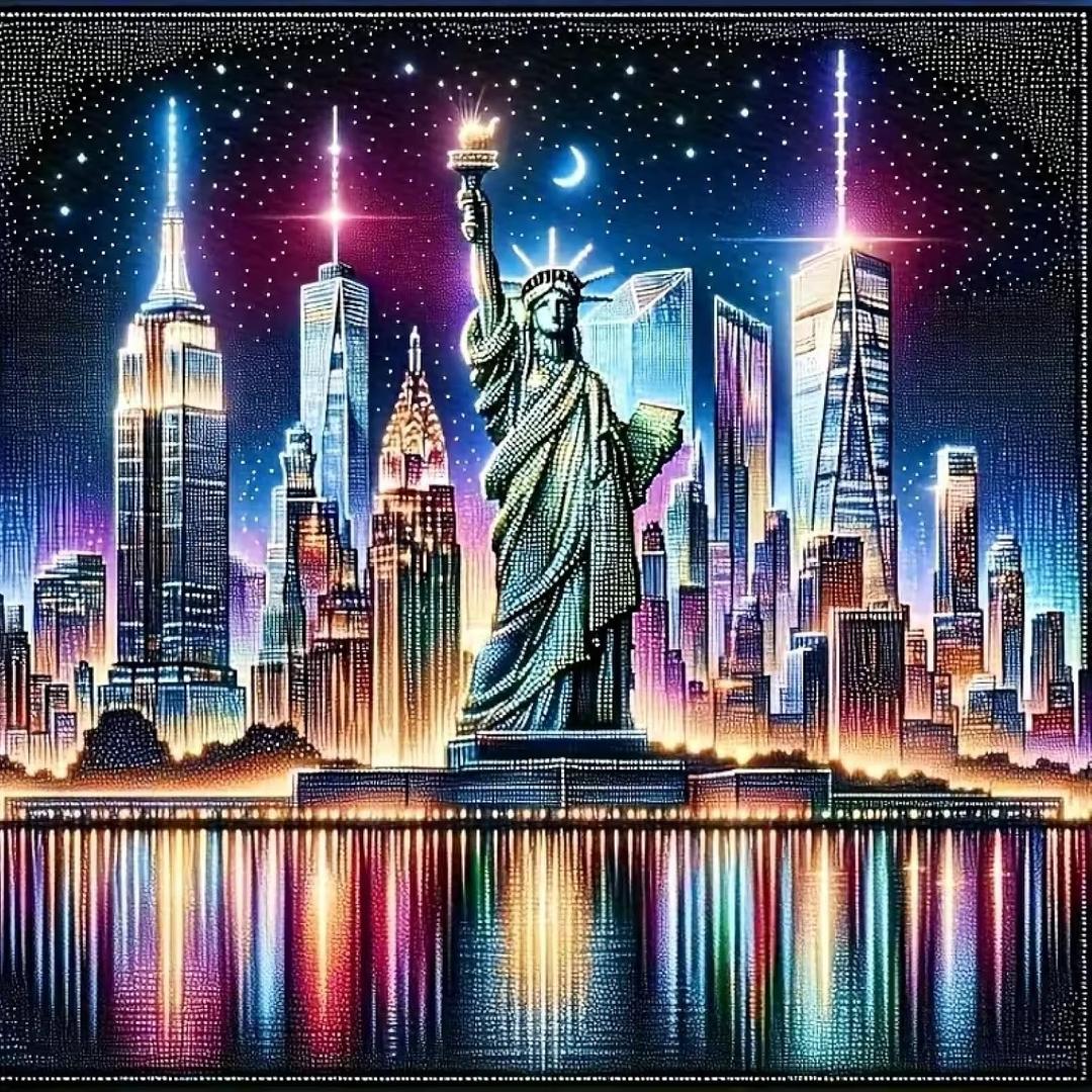 KYOQFVN 5D Independence Day Diamond Art Kits, DIY Diamond Painting Kits for Adults, Acrylic Full Round Drill Paintings Pictures Arts for Home Wall Decor 14X14 Inch (JX0095-US)