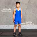 Elite Sports Kids Wrestling Singlet – Youth Compression Singlet for Boys & Girls, Training, Grappling & Tournaments (Blue, L)