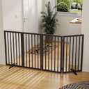 Dog Gate for Doorways 32" Tall Freestanding Dog Gate for Stair Foldable Pet Gate for Dogs Indoor (Brown,4 Panel)