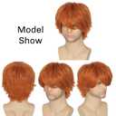 3 x Men Short Straight Orange Wig Anime Cosplay Wig for Halloween Party