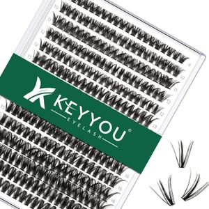 Lash Clusters 300pcs Individual Lashes 50D 0.07D Curl 9-18MIX DIY Eyelash Extension KEYYOU Large Tray Volume Soft&Natural Cluster Lashes(50D-0.07D,9-18MIX