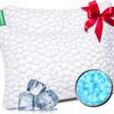 Cooling Pillow Queen Size Set of 2, CertiPUR-US Shredded Memory Foam Pillows for Sleeping, Cool Bed Pillows for Hot Sleepers, Adjustable Firm Pillow for Side,Back,Stomach Sleepers,Sleep Gift for Mom