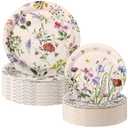 Mumufy 100 Pack Wild Floral Paper Plates Flower Dinner Decoration 9" & 7" Disposable Watercolor Dessert Plates for Wedding Birthday Baby Shower Bridal Tea Party Supplies(Wild Floral)