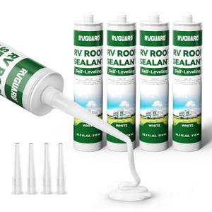 RVGUARD New RV Roof Sealant 4 Pack, Fast Self-Leveling Lap Sealant 10.3oz Waterproof & UV-Resistant, RV Sealant for Roof Repair Camper,Trailer, Easy to Use, Safe