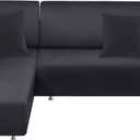 Couch Cover L Shape Sectional Sofa Cover 2-Piece Soft Stretch Sofa Slipcover Furniture Protector Couch Slipcover with 2Pcs Pillowcases (Sofa 3 Seater + 3 Seater, Dark Grey)