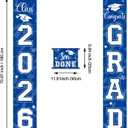 2 x Moukeren 3 Pieces 2026 Graduation Party Decorations Graduation Porch Sign Class of 2026 Grad Hanging Porch Banner Backdrop Door Sign for Grad Party Home Door Wall Decor(Blue)